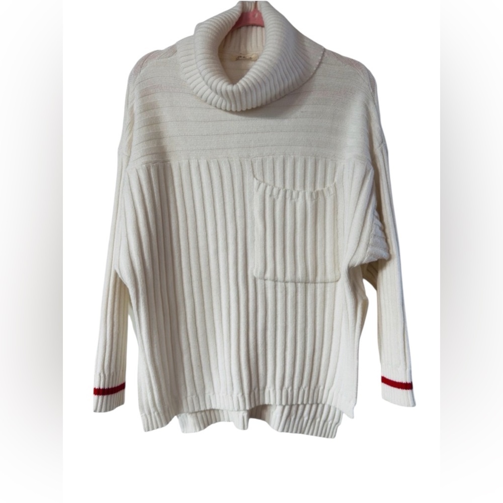 Elan Cream Ribbed Turtleneck Sweater Sz L‎